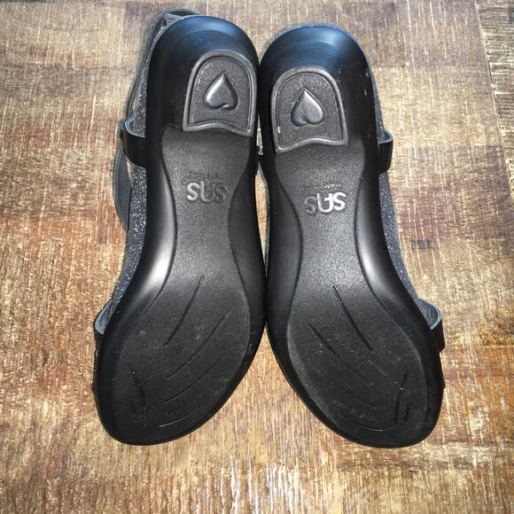 SAS San Antonio Shoes Nouveau Leather Cross Strap Heel Sandal  Black Womens 8 M - Picture 6 of 10